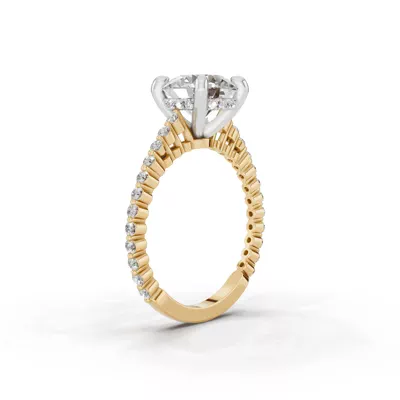 Signature Hearts & Arrows Shared Prong Hidden Halo Cathedral Lab Engagement Ring (.35ct. tw.)
