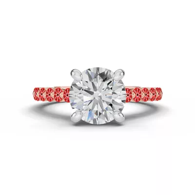 Signature Hearts & Arrows Shared Prong Hidden Halo Cathedral Lab Engagement Ring (.60ct. tw.)