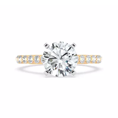 Signature Hearts & Arrows Shared Prong Hidden Halo Cathedral Lab Engagement Ring (.60ct. tw.)