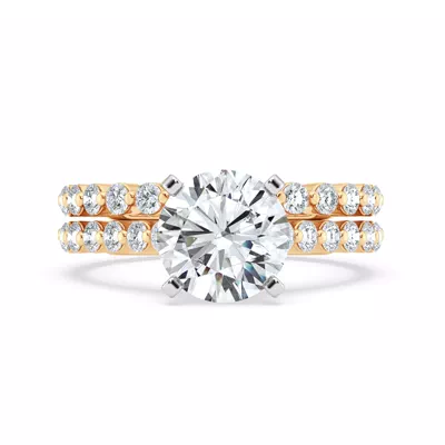 Signature Hearts & Arrows Shared Prong Hidden Halo Cathedral Lab Engagement Ring (.60ct. tw.)