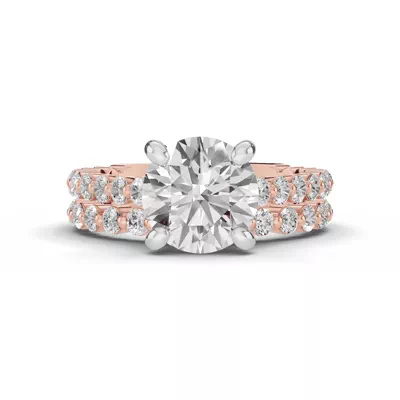 Signature Hearts & Arrows Shared Prong Hidden Halo Cathedral Lab Engagement Ring (.60ct. tw.)