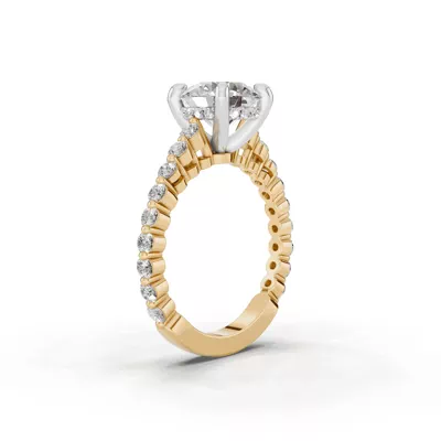 Signature Hearts & Arrows Shared Prong Hidden Halo Cathedral Lab Engagement Ring (.60ct. tw.)