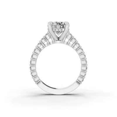 Signature Hearts & Arrows Shared Prong Hidden Halo Cathedral Lab Engagement Ring (.60ct. tw.)