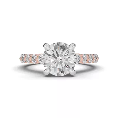 Signature Hearts & Arrows Shared Prong Hidden Halo Cathedral Lab Engagement Ring (.80ct. tw.)