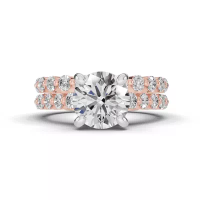 Signature Hearts & Arrows Shared Prong Hidden Halo Cathedral Lab Engagement Ring (.80ct. tw.)