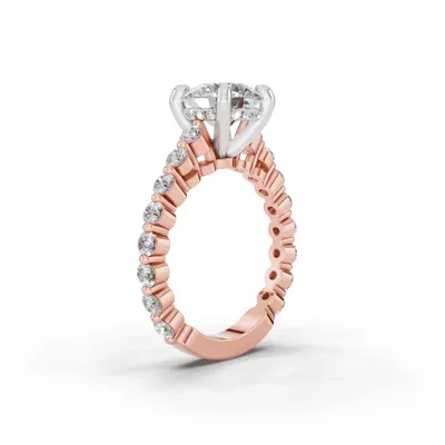 Signature Hearts & Arrows Shared Prong Hidden Halo Cathedral Lab Engagement Ring (.80ct. tw.)