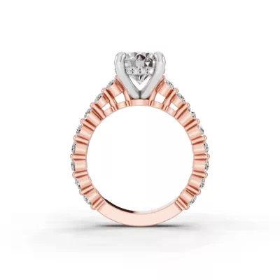 Signature Hearts & Arrows Shared Prong Hidden Halo Cathedral Lab Engagement Ring (.80ct. tw.)