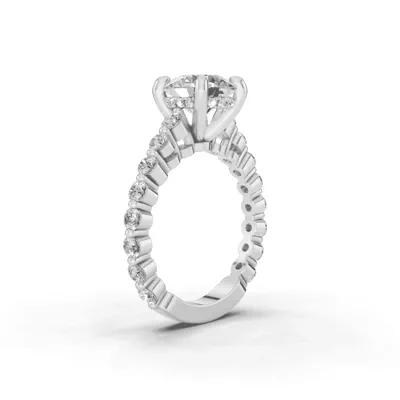 Signature Hearts & Arrows Shared Prong Hidden Halo Cathedral Lab Engagement Ring (.80ct. tw.)