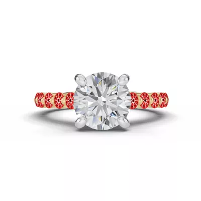 Signature Hearts & Arrows Shared Prong Hidden Halo Cathedral Lab Engagement Ring (.80ct. tw.)