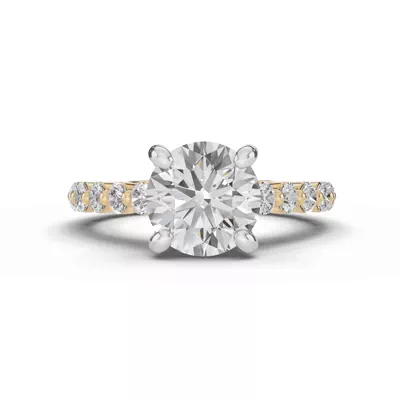Signature Hearts & Arrows Shared Prong Hidden Halo Cathedral Lab Engagement Ring (.80ct. tw.)