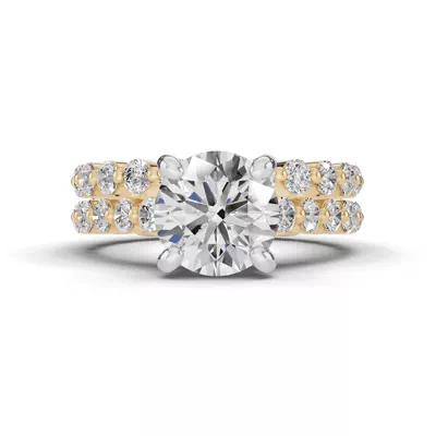 Signature Hearts & Arrows Shared Prong Hidden Halo Cathedral Lab Engagement Ring (.80ct. tw.)