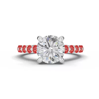Signature Hearts & Arrows Shared Prong Hidden Halo Cathedral Lab Engagement Ring (.80ct. tw.)