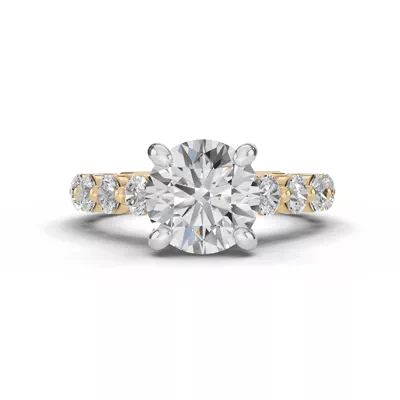 Signature Hearts & Arrows Shared Prong Hidden Halo Cathedral Lab Engagement Ring (1.05ct. tw.)