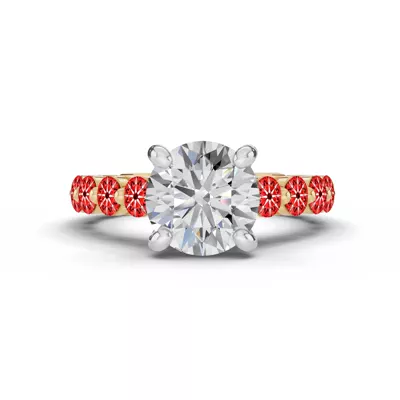 Signature Hearts & Arrows Shared Prong Hidden Halo Cathedral Lab Engagement Ring (1.05ct. tw.)