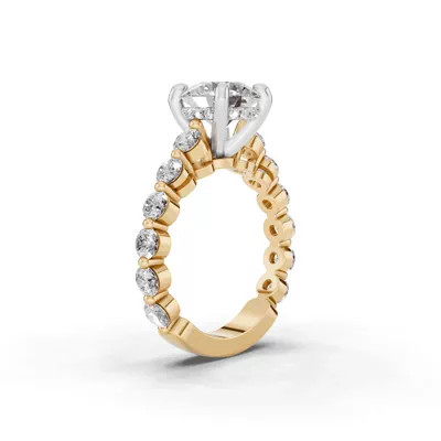 Signature Hearts & Arrows Shared Prong Hidden Halo Cathedral Lab Engagement Ring (1.05ct. tw.)