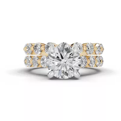 Signature Hearts & Arrows Shared Prong Hidden Halo Cathedral Lab Engagement Ring (1.05ct. tw.)