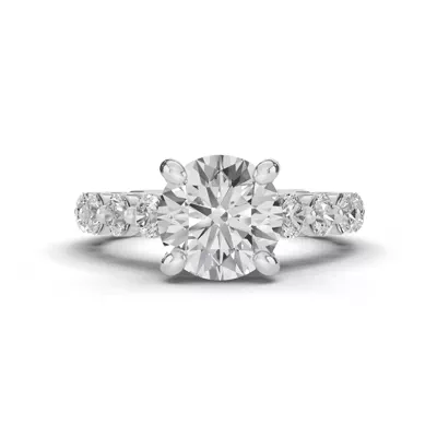 Signature Hearts & Arrows Shared Prong Hidden Halo Cathedral Lab Engagement Ring (1.05ct. tw.)