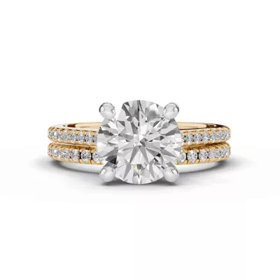 Signature Hearts & Arrows Classic Pavé Cathedral Lab Engagement Ring (.15ct. tw.)