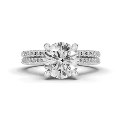 Signature Hearts & Arrows Classic Hidden Halo Cathedral Lab Engagement Ring (1/4ct. tw.)