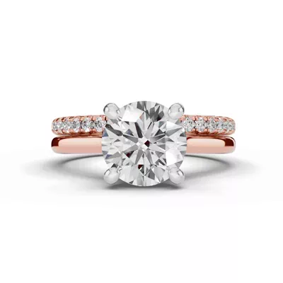 Signature Hearts & Arrows Hidden Halo Cathedral Lab Engagement Ring (2mm)