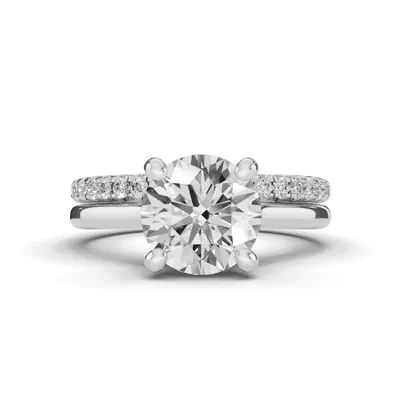 Signature Hearts & Arrows Hidden Halo Cathedral Lab Engagement Ring (2mm)