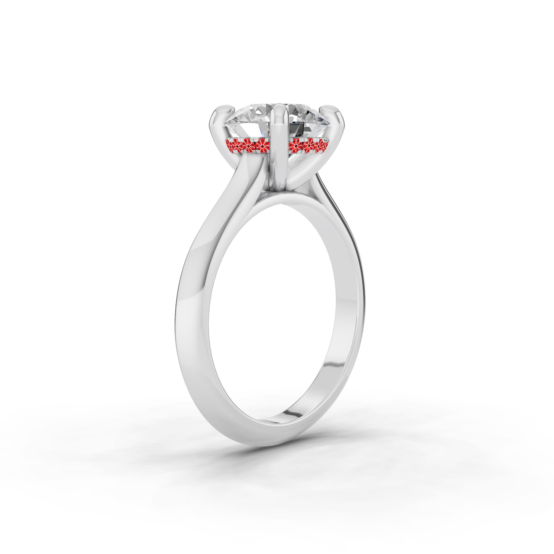 Signature Hearts & Arrows Hidden Halo Knife-Edge Cathedral Lab Engagement Ring