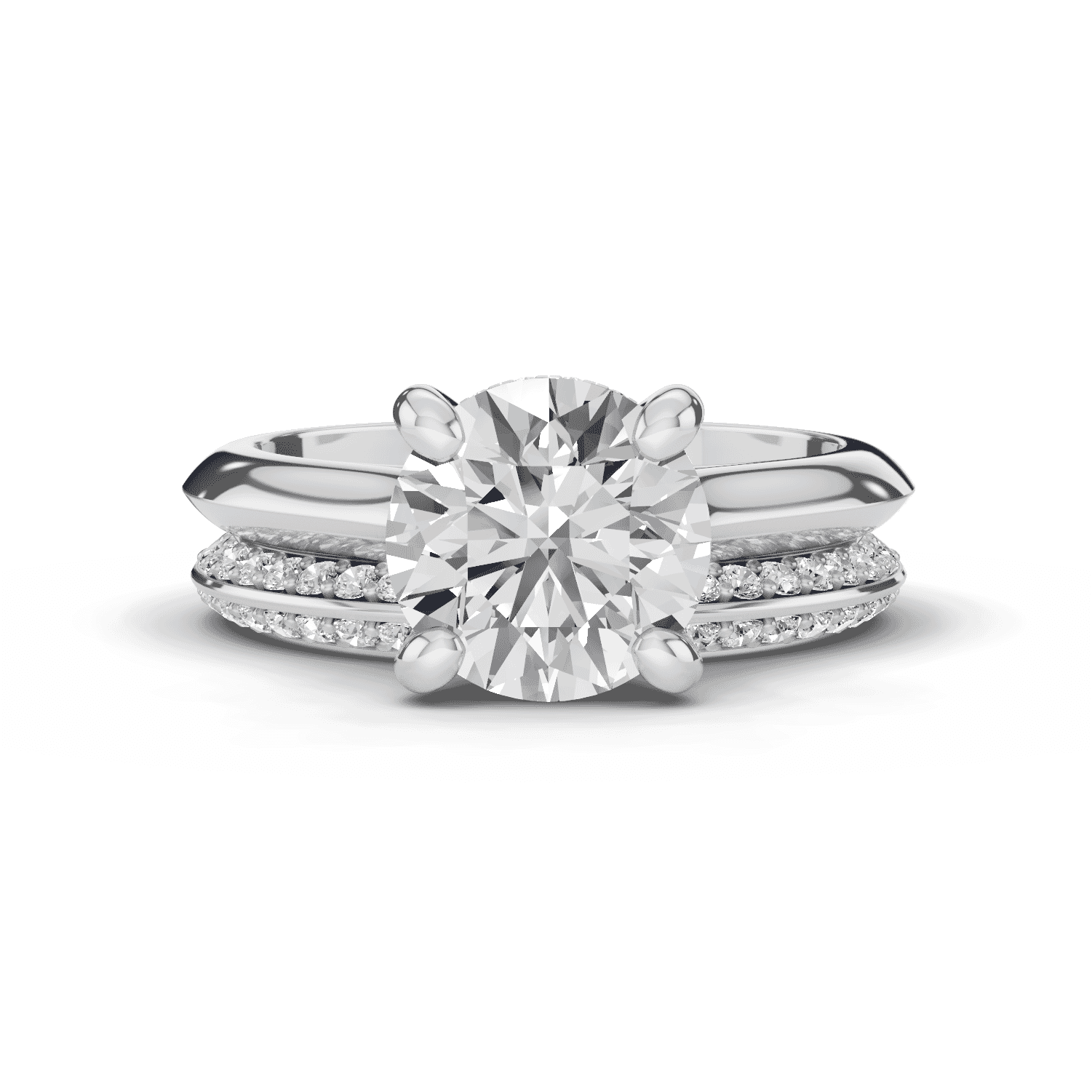 Signature Hearts & Arrows Hidden Halo Knife-Edge Cathedral Lab Engagement Ring