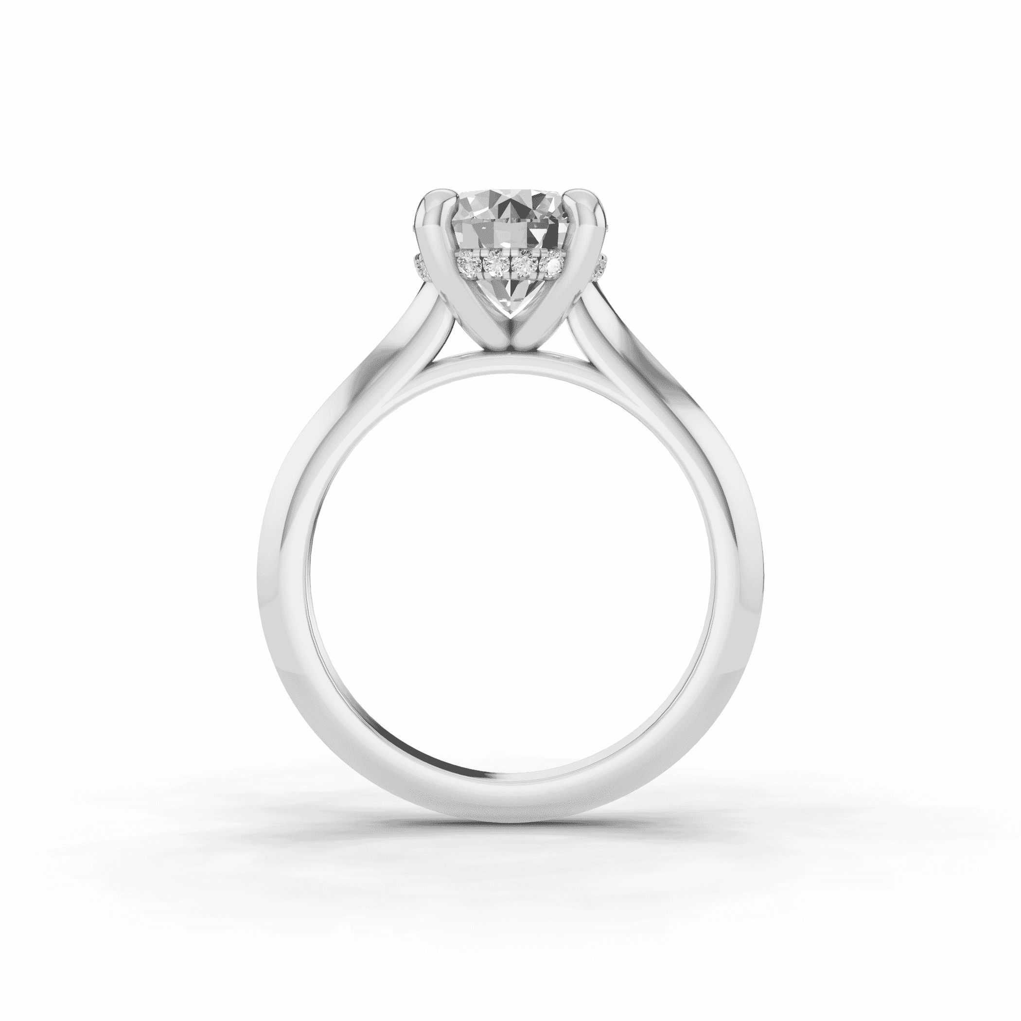 Signature Hearts & Arrows Hidden Halo Knife-Edge Cathedral Lab Engagement Ring