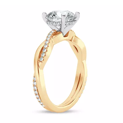 Signature Hearts & Arrows Pavé Twist Engagement Ring With Hidden Halo Lab Engagement Ring