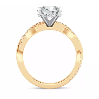 Signature Hearts & Arrows Pavé Twist Engagement Ring With Hidden Halo Lab Engagement Ring