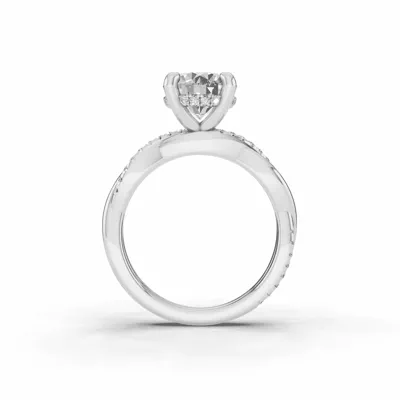 Signature Hearts & Arrows Pavé Twist Engagement Ring With Hidden Halo Lab Engagement Ring