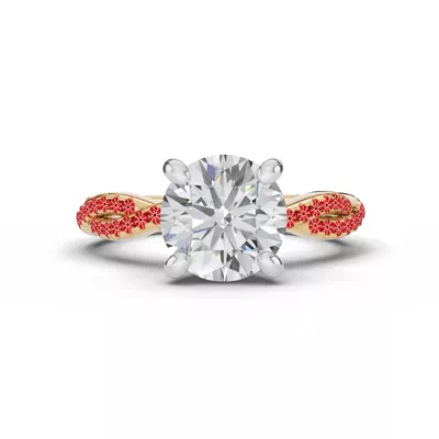 Signature Hearts & Arrows Pavé Spiral Hidden Halo Lab Engagement Ring