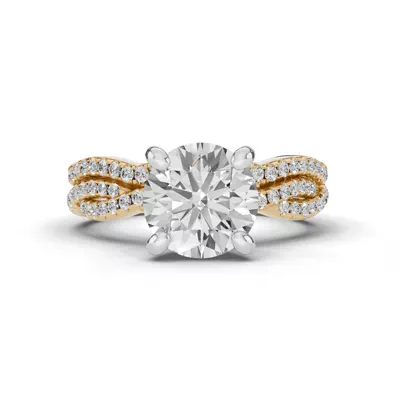 Signature Hearts & Arrows Pavé Spiral Hidden Halo Lab Engagement Ring