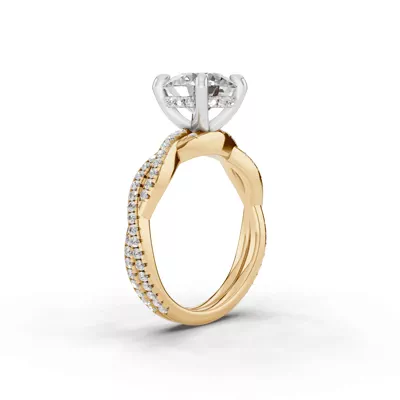 Signature Hearts & Arrows Pavé Spiral Hidden Halo Lab Engagement Ring