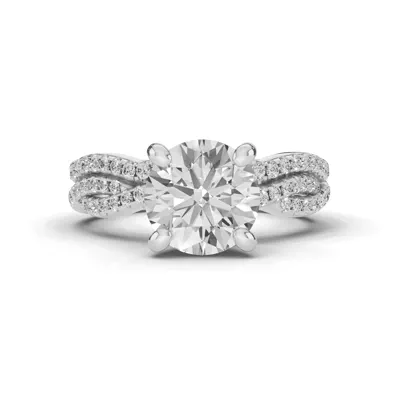 Signature Hearts & Arrows Pavé Spiral Hidden Halo Lab Engagement Ring