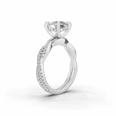 Signature Hearts & Arrows Pavé Spiral Hidden Halo Lab Engagement Ring