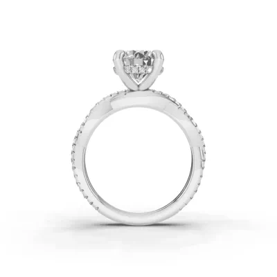 Signature Hearts & Arrows Pavé Spiral Hidden Halo Lab Engagement Ring