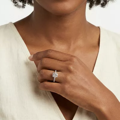Signature Hearts & Arrows Classic Hidden Halo Pavé Lab Engagement Ring (1/2ct. tw.)