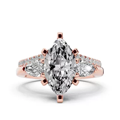 Madison Three-Stone Lab Pear Engagement Ring