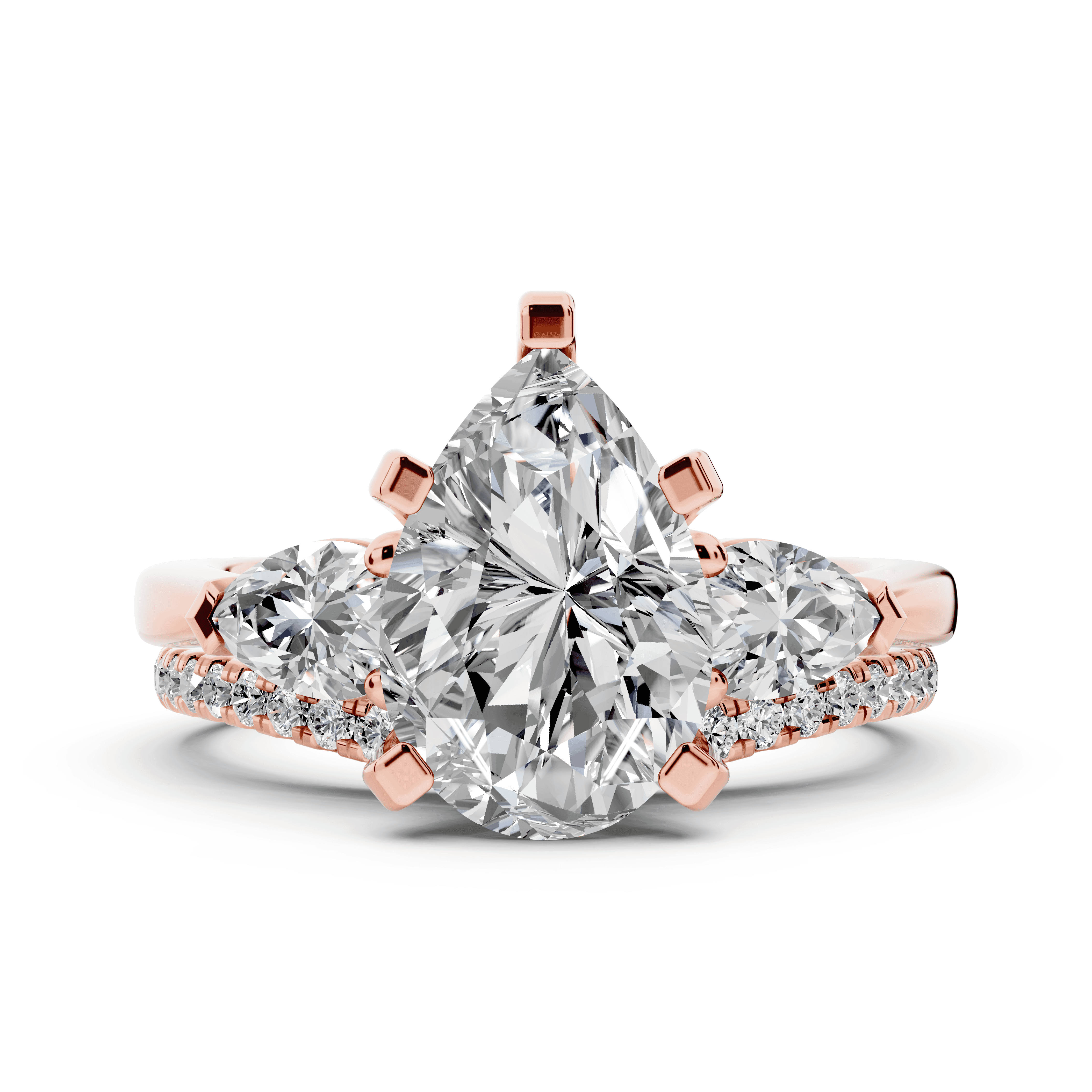 Madison Three-Stone Lab Pear Engagement Ring