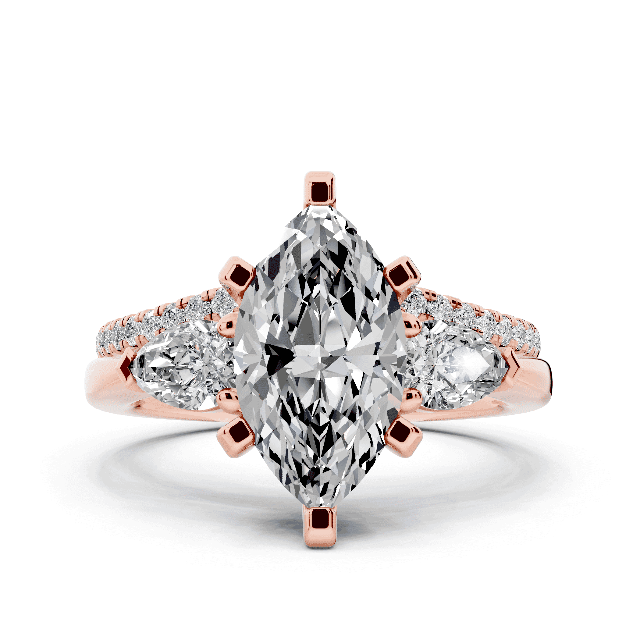 Madison Three-Stone Lab Pear Engagement Ring