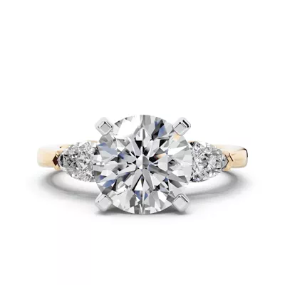 Madison Three-Stone Two-Tone Lab Pear Engagement Ring