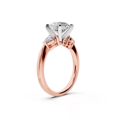 Madison Three-Stone Two-Tone Lab Pear Engagement Ring