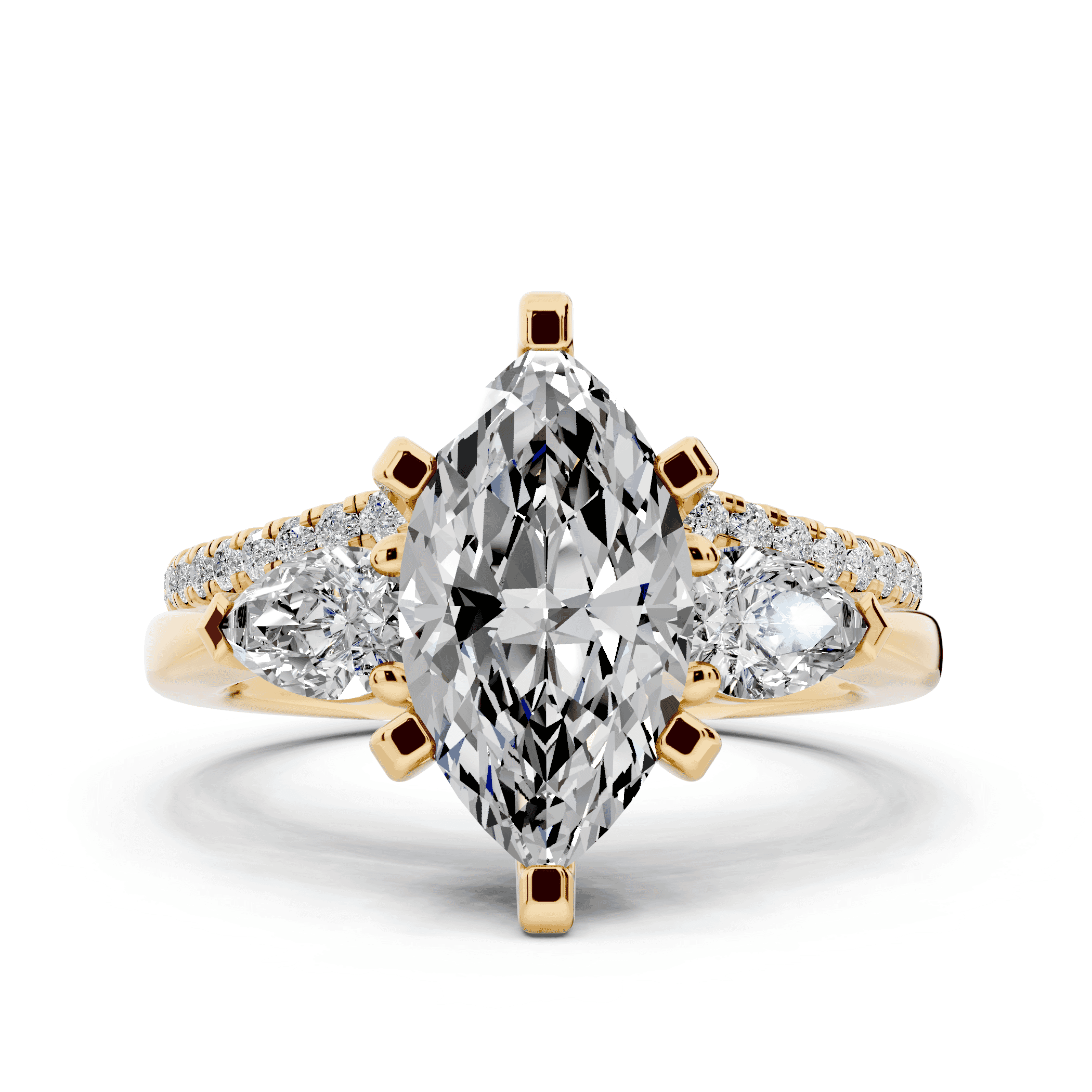 Madison Three-Stone Lab Pear Engagement Ring