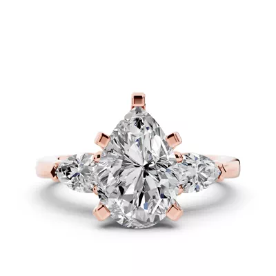 Madison Three-Stone Lab Pear Engagement Ring