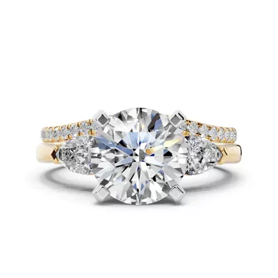 Madison Three-Stone Two-Tone Lab Pear Engagement Ring