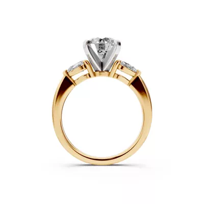 Madison Three-Stone Two-Tone Lab Pear Engagement Ring