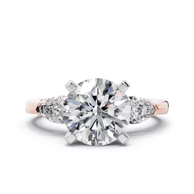 Madison Three-Stone Two-Tone Lab Pear Engagement Ring