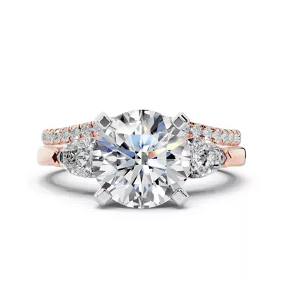 Madison Three-Stone Two-Tone Lab Pear Engagement Ring