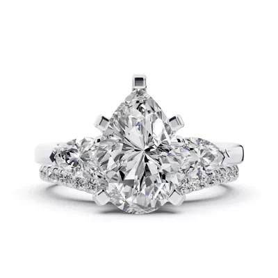 Madison Three-Stone Lab Pear Engagement Ring